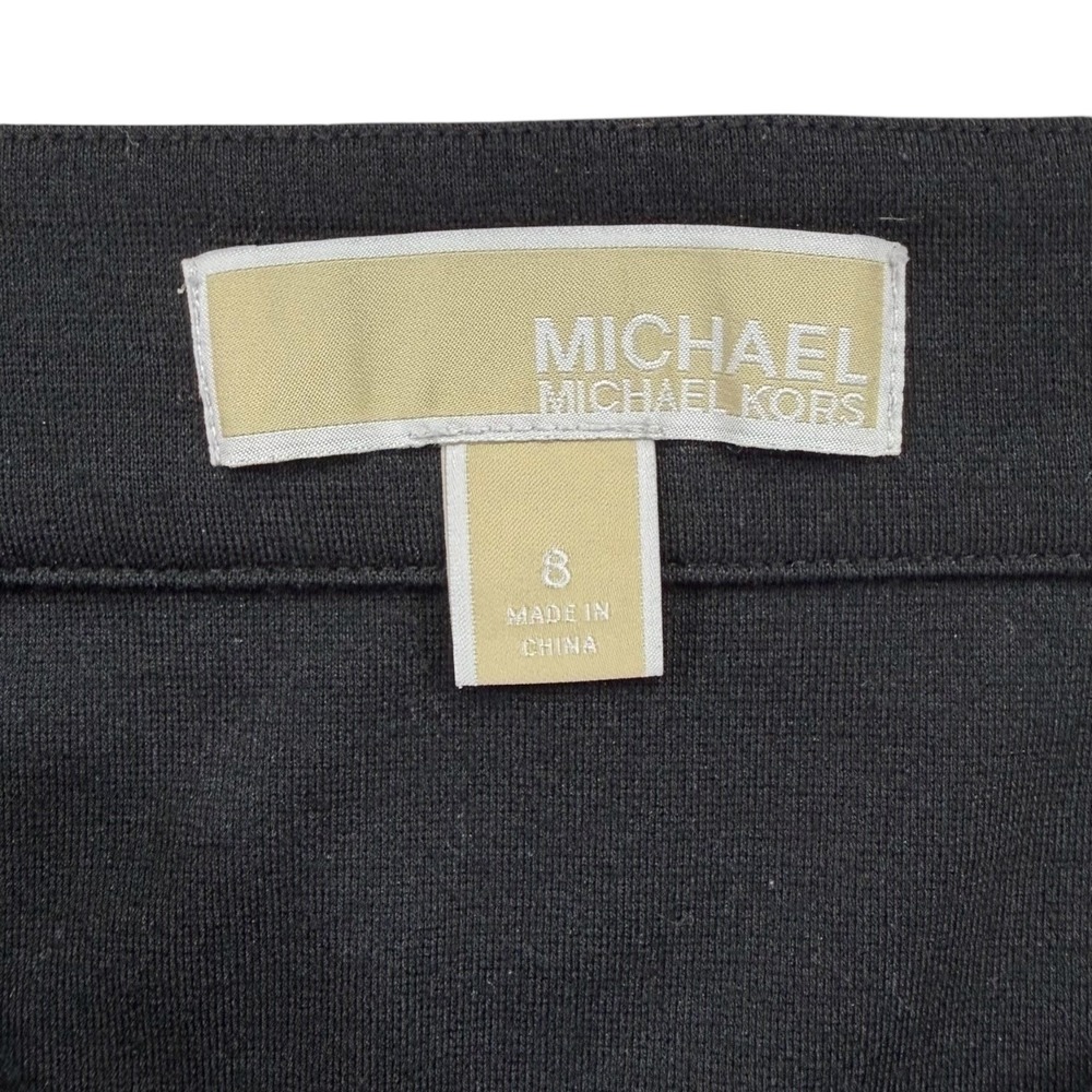 Michael Kors Pencil Skirt 8 Black Asymmetrical Gold Zipper Capsule Wardrobe Chic - Picture 7 of 8